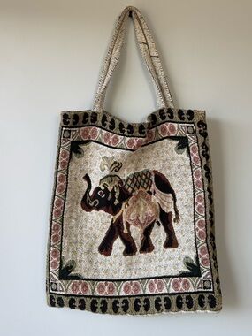Embroidered Elephant Tote Bag